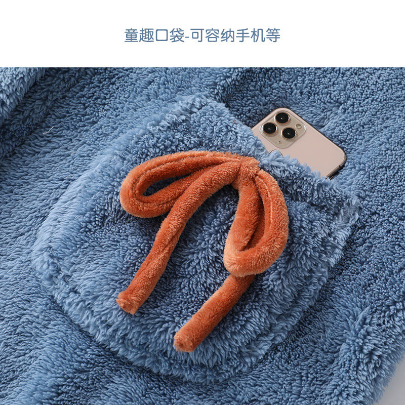 Wholesale Shu Cotton Velvet Autumn and Winter Thickened Outer Wear Flannel Set Pajamas